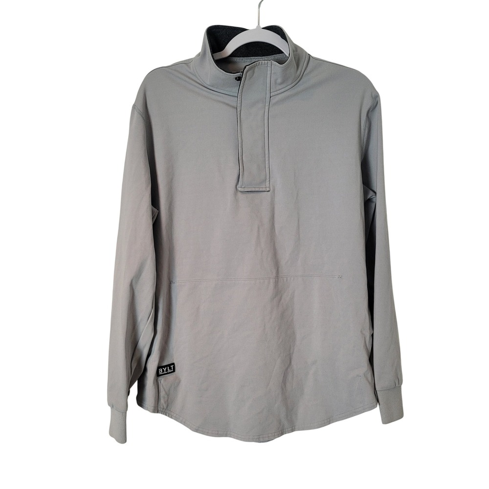 BYLT Elite Fairway Drop Cut Pullover Mens Storm Grey Quarter Zip Mock Neck Med